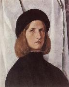 Lorenzo Lotto Portrat of a young man before a woman curtain Germany oil painting artist
